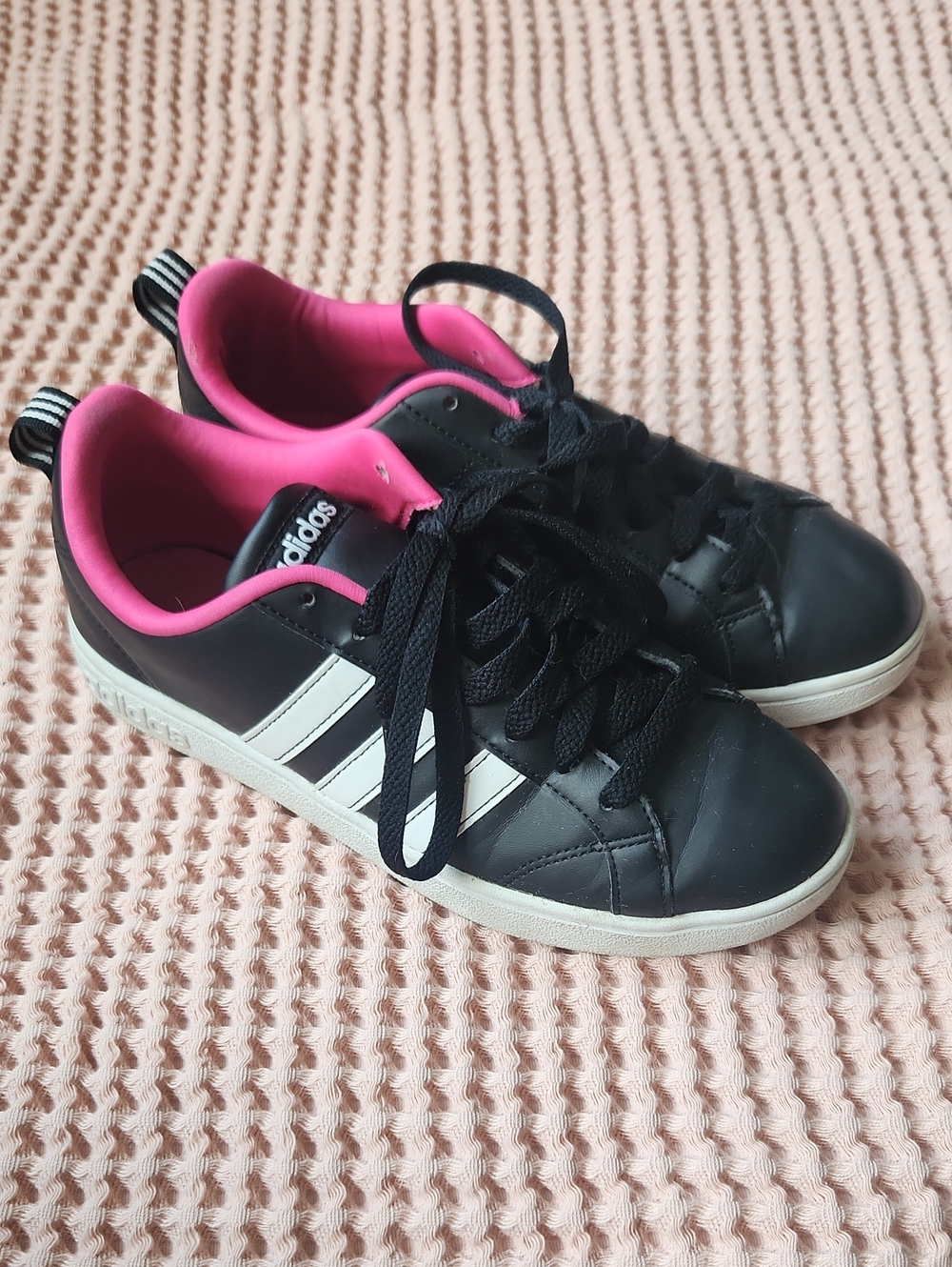 Adidas Vs Advantage Sneakers Pink Black White Athletic Casual Streetwear Classic